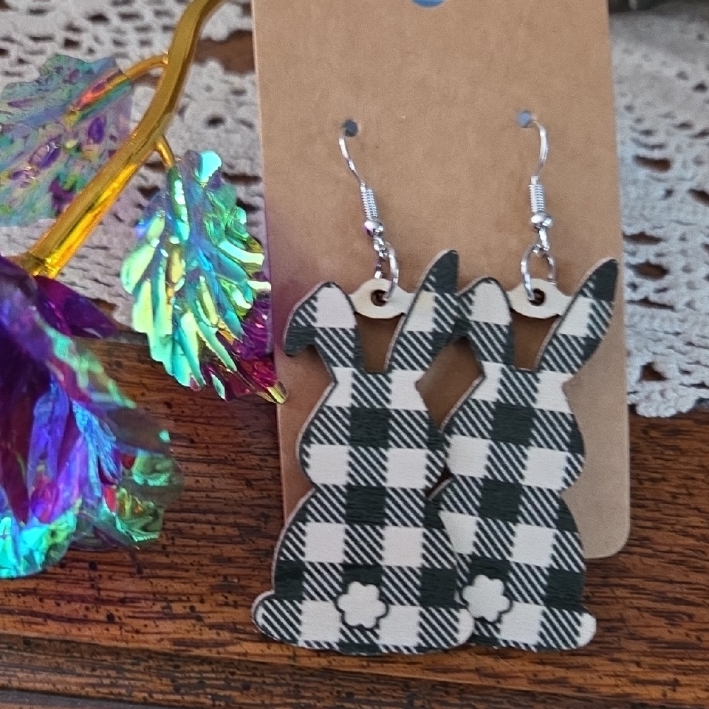 Plaid Bunny Earrings